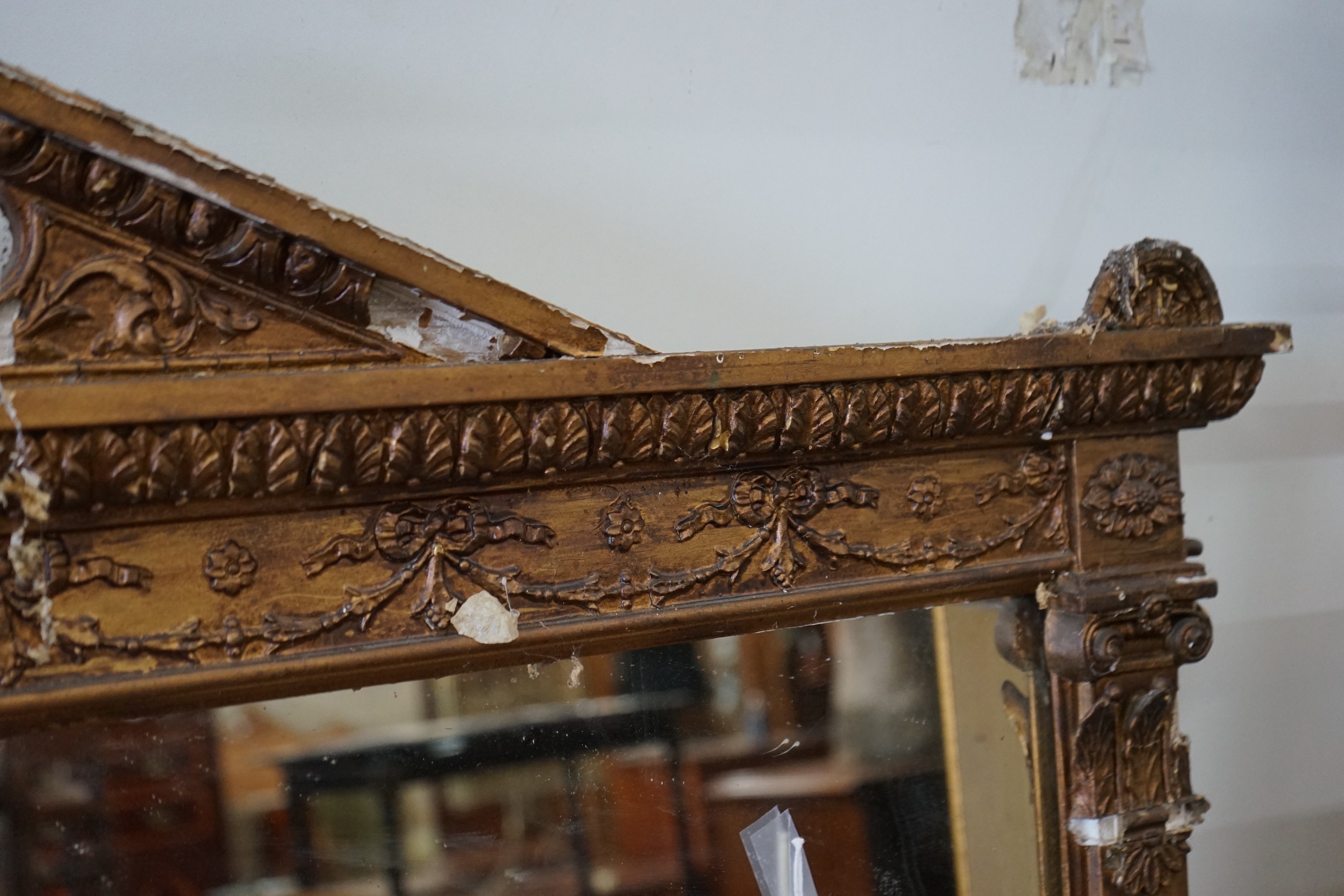 A Victorian giltwood and gesso overmantel mirror, width 119cm, height 151cm